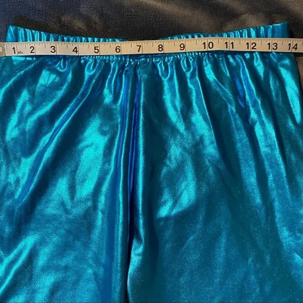 Teal metallic leggings dance pants hi rise waisted teen 14/16 or adult small
